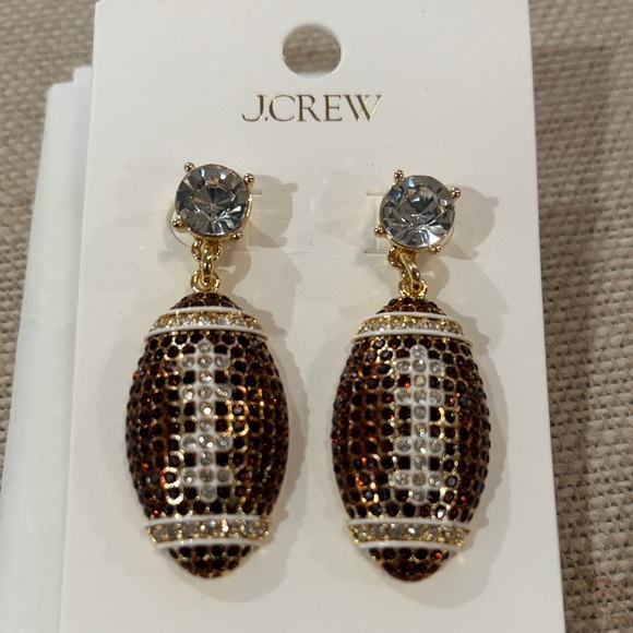 J. Crew Pavé Football Earrings/NWT - Picture 4 of 10